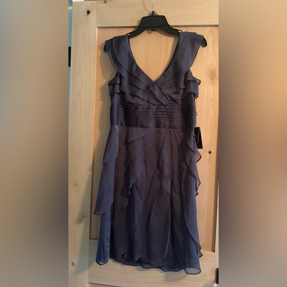 Adrianna Papell Blue Ruffled Tiered Sundress